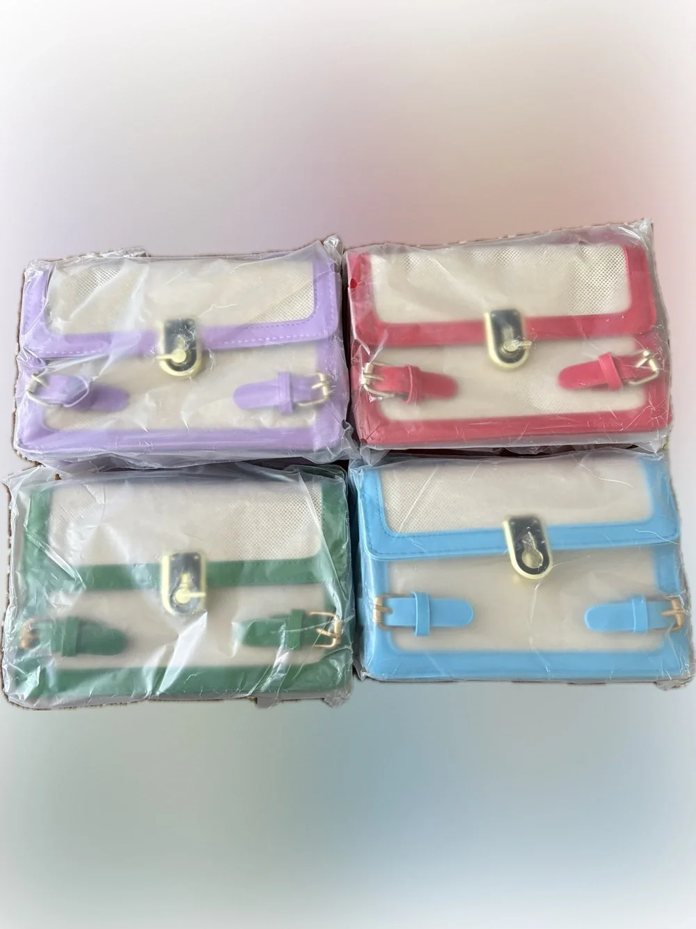 NWOT 4pcs Canvas Crossbody Bag with Color Trim - Purple, Red, Green, Blue (Set)